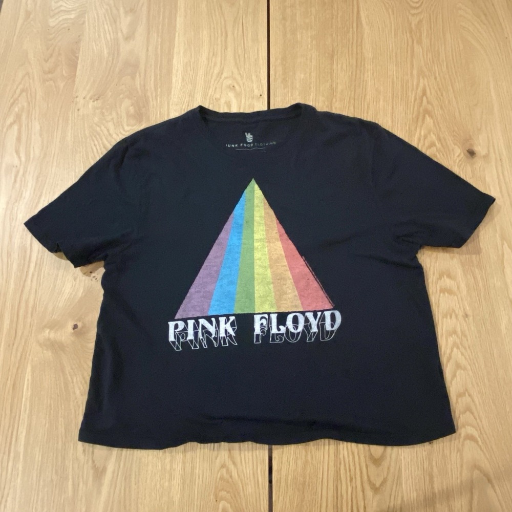 Pink‎ Floyd Dark Side of the Moon T-Shirt Small Junk Food Clothing Cropped Black